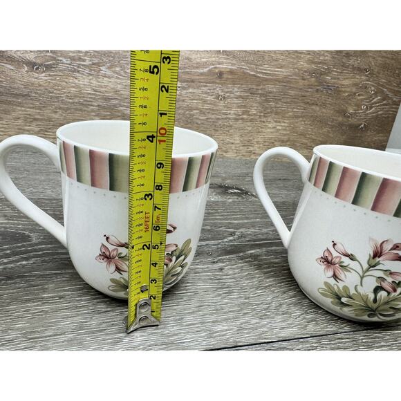 Lenox European Garden Collection 4 Herbal Garden Coffee Cups Green Floral/Pink - Picture 6 of 7